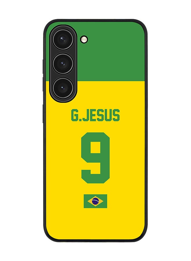 Stylizedd Rugged Black edge case for Samsung Galaxy S23 5G Slim fit Soft Case Flexible Rubber Edges Anti Drop TPU Gel Thin Cover - Football Team - Brazil Player Name - G.Jesus - Image 1