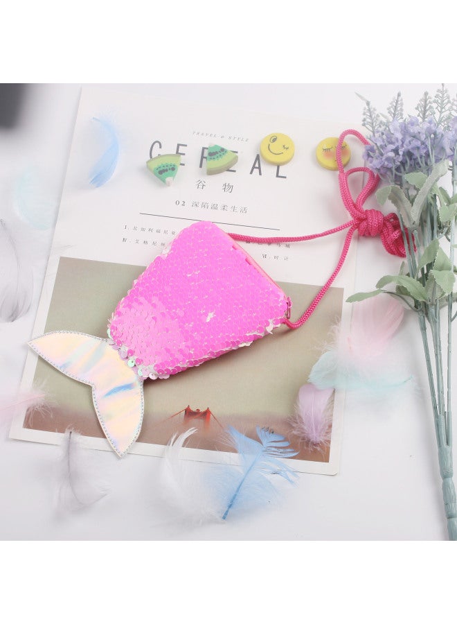 Mermaid Tail Crossbody Bag Creative Children Shoulder Sequin Small Satchel Storage Lanyard Coin Purse Wholesale-Color:Light Rose Red - Image 1
