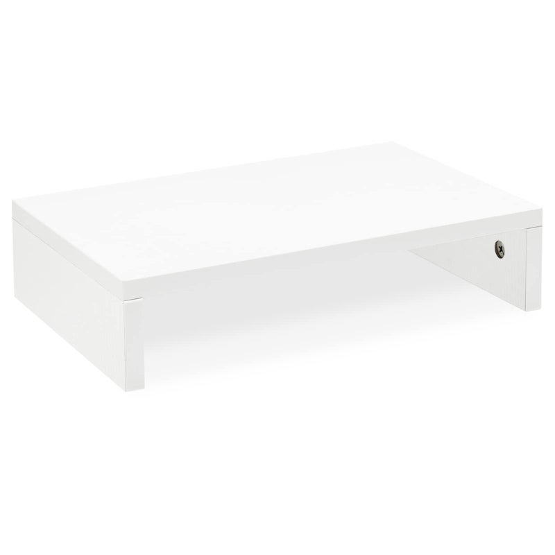TEAMIX 14.2 inch White Monitor Stand Riser, Wood Monitor Riser with Storage for Desk Small Monitor Stand TV/Screen/PC/Laptop Riser Computer Stand Desktop Shelf (White-14.2 inch) - Image 1