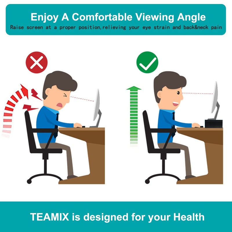 TEAMIX 14.2 inch White Monitor Stand Riser, Wood Monitor Riser with Storage for Desk Small Monitor Stand TV/Screen/PC/Laptop Riser Computer Stand Desktop Shelf (White-14.2 inch) - Image 5