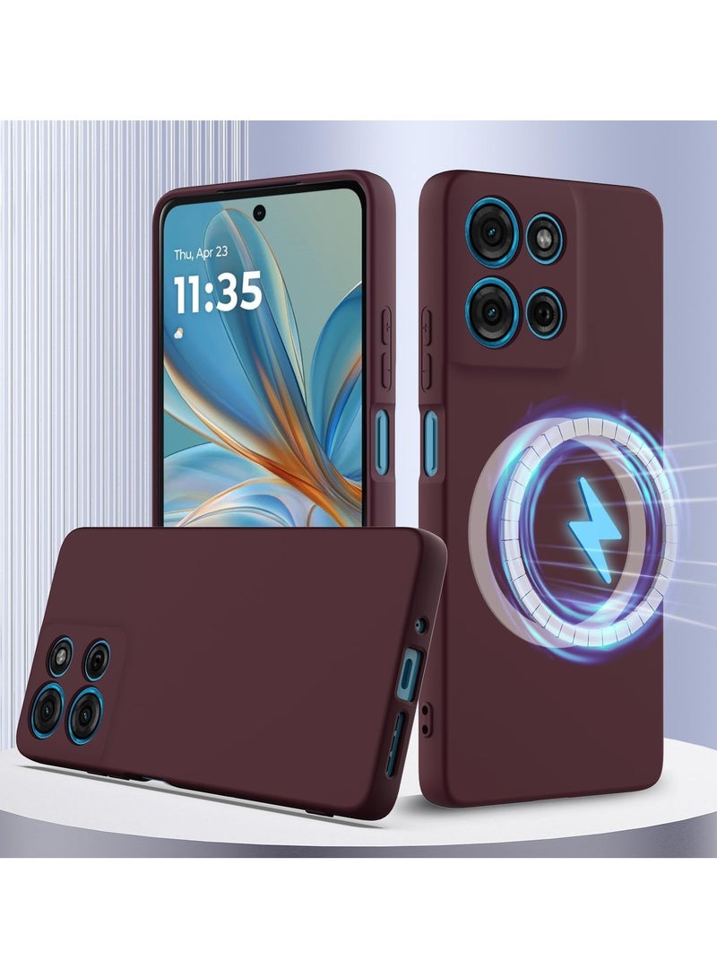 Magnetic Case Compatible Motorola Moto G75 5G Wristband Case, Thin Liquid Silicone Soft Rubber TPU Case Cover with Shock and Shock Resistant Sleeve for Moto G75