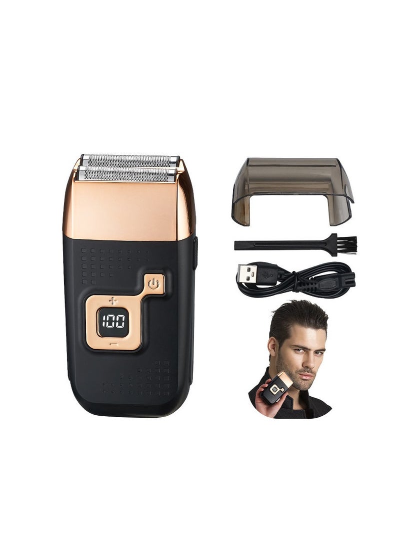 Professional USB Rechargeable Double-Use Black Foil Men's Electric Shaver - Image 1