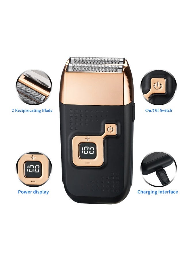 Professional USB Rechargeable Double-Use Black Foil Men's Electric Shaver - Image 2
