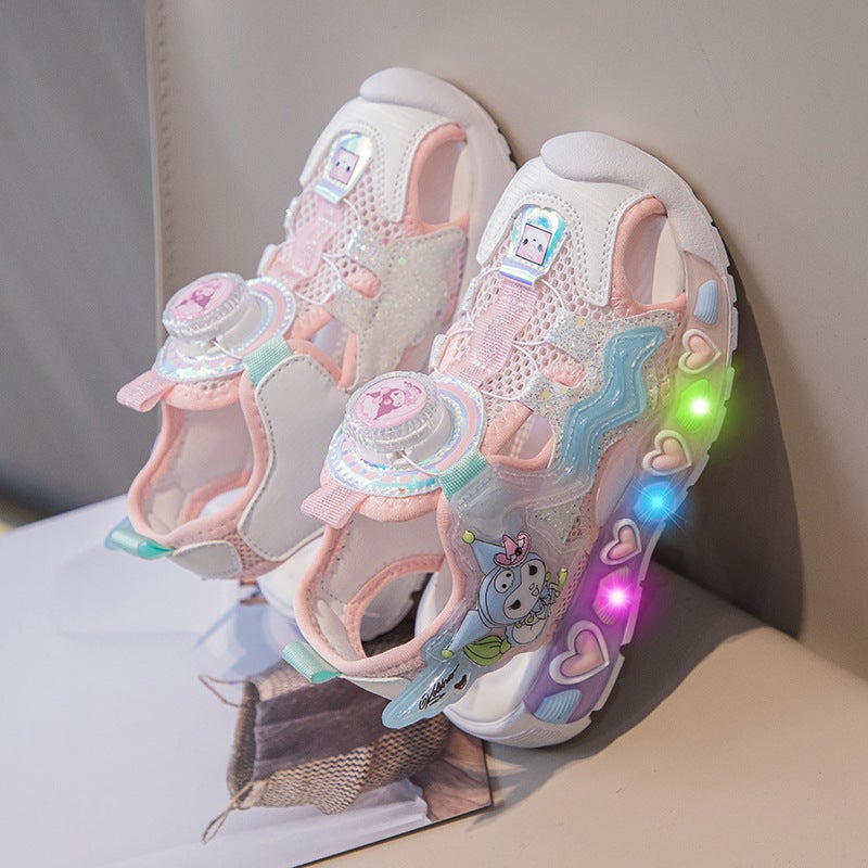 Kuromi Girls Sandals Glowing Children'S Summer Girls Beach Sandals Baotou Princess Shoes Non-Slip - Image 4