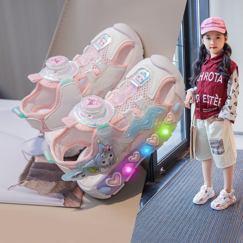 Kuromi Girls Sandals Glowing Children'S Summer Girls Beach Sandals Baotou Princess Shoes Non-Slip - Image 1