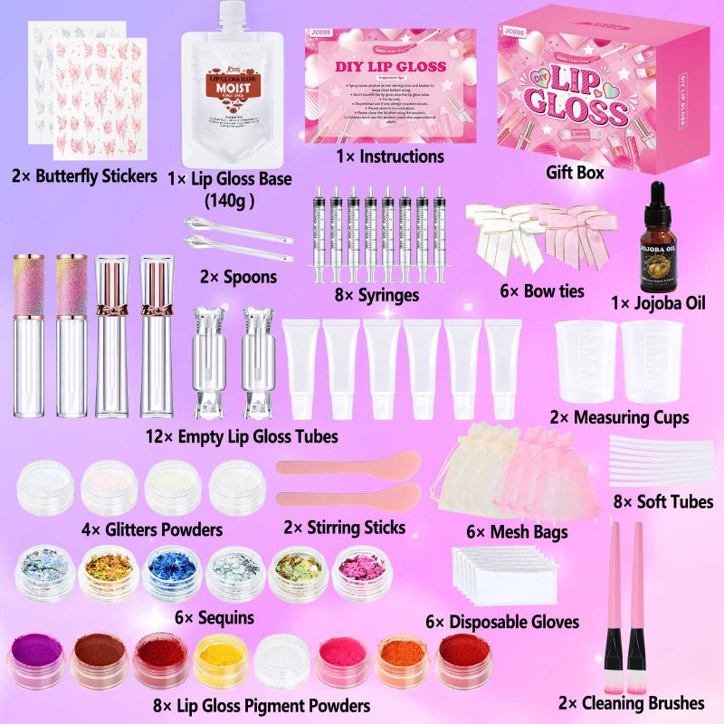 Jcoos Lip Gloss Making Kit, Lip Gloss Set for Teens Tweens Girls Woman Lip Kit Fun DIY Lipgloss Making Kit, Make Your Own Lip Gloss Kit, Moisturizing Glitter Kids Gifts Stuff for Beginner Women Girls - Image 2