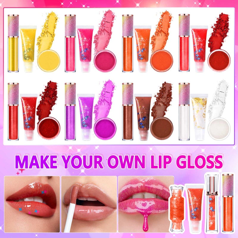 Jcoos Lip Gloss Making Kit, Lip Gloss Set for Teens Tweens Girls Woman Lip Kit Fun DIY Lipgloss Making Kit, Make Your Own Lip Gloss Kit, Moisturizing Glitter Kids Gifts Stuff for Beginner Women Girls - Image 3