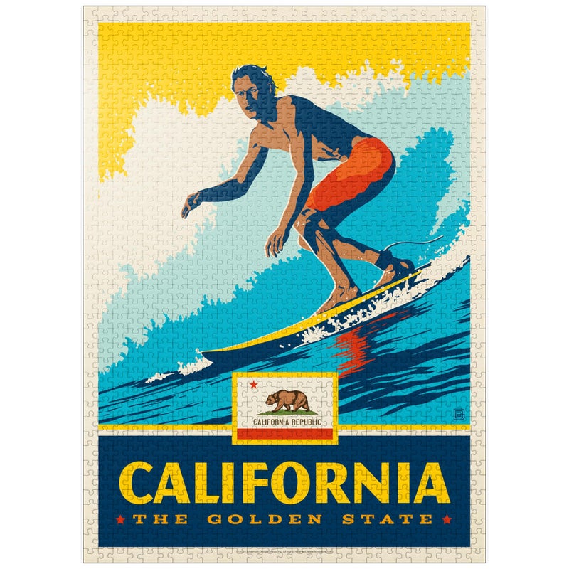 MyPuzzle.com MyPuzzle California The Golden State Surfer Premium 1000 Piece Jigsaw Puzzle for Adults - Image 3