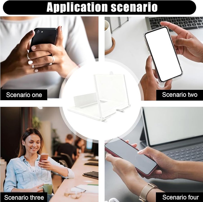 White Mobile Phone Screen Magnifier 3D HD Desktop Amplifier for Kids Video Watching Movie Night Home Travel - Image 5