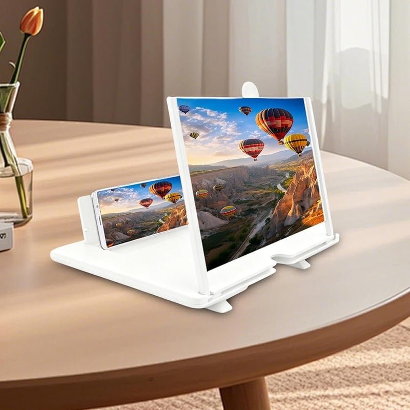 White Mobile Phone Screen Magnifier 3D HD Desktop Amplifier for Kids Video Watching Movie Night Home Travel - Image 4