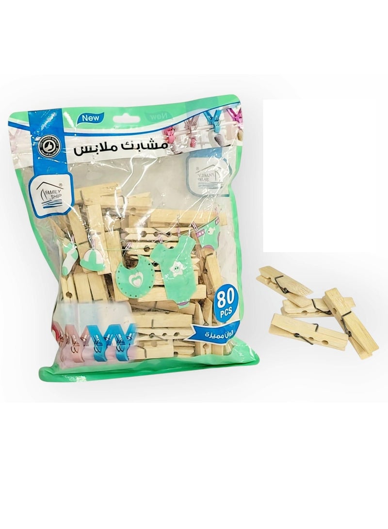 80 Pieces Wooden Clothes Pegs - Clothes Drying, Drying Laundry, Hanging Clothes on a Dryer 