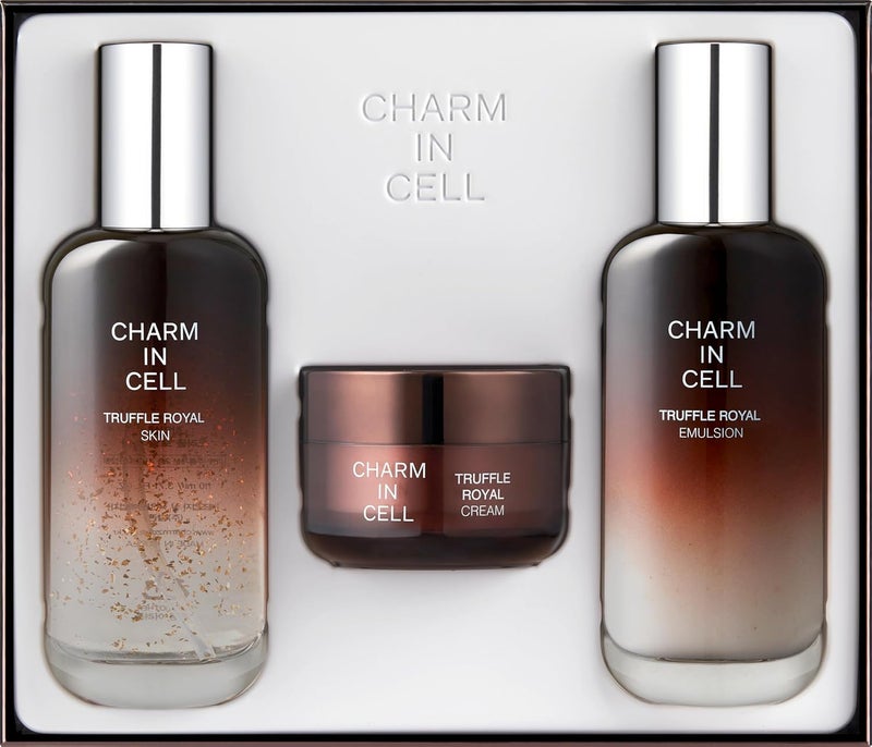 مجموعة العناية بالبشرة الفاخرة CHARMZONE Charm In Cell Truffle Royal للعناية بالبشرة المضادة للشيخوخة 3 قطع مع تونر وإيمولسيون وكريم لبشرة مشعة وم hydrated وشابة