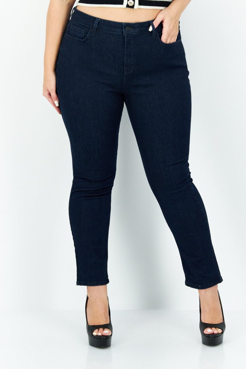 NYDJ Women Petite Solid Stretchable Jeans, Dark Blue - Image 1