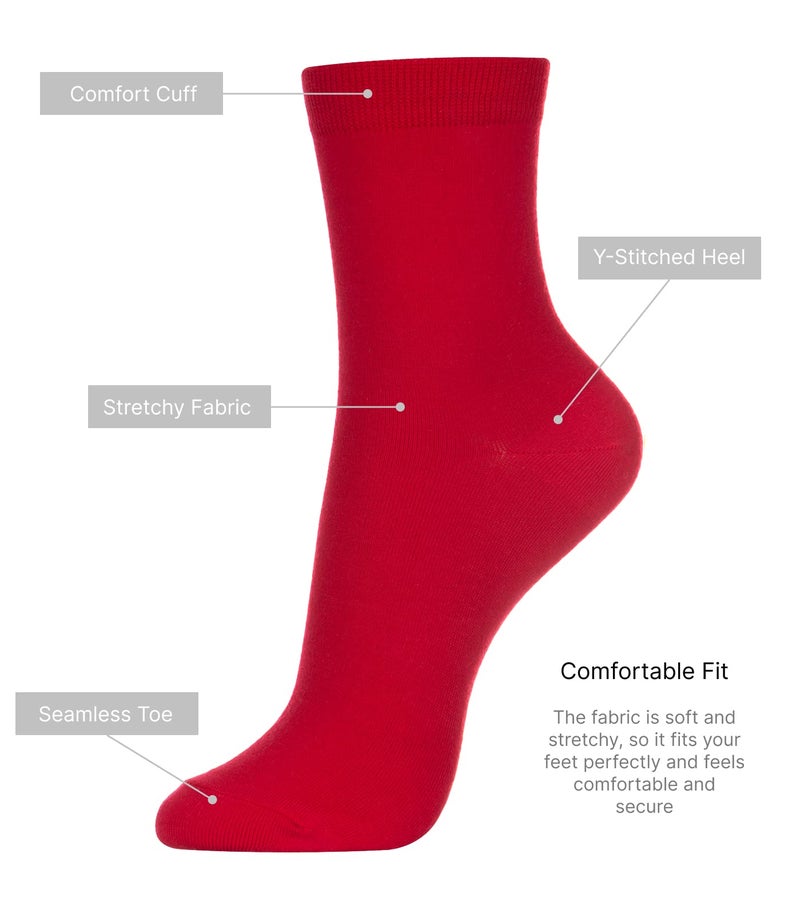 Dani's Choice Basic Solid Casual Quarter Socks for Soft Comfort (Onesize, Red) - Image 5