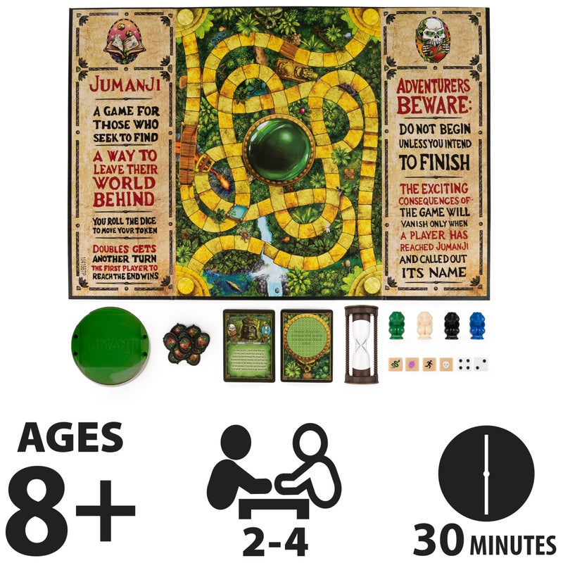 Spin Master Games, Jumanji 30th Anniversary Edition, The Classic Thrilling Adventure Family Board Game Based on The Action-Comedy Movie, Updated Jungle Challenges, 2-4 Players, for Ages 6 & Up - Image 3