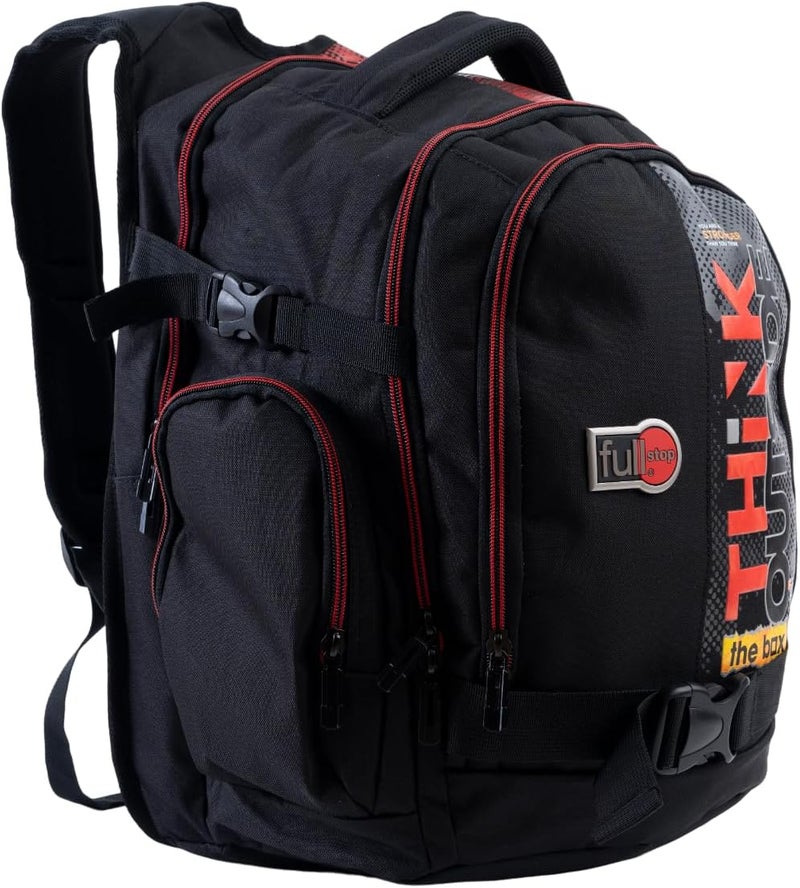 fullstop Stylish Students Backpack With Audio Port, 19-Inch Size, Black/Red - Image 2