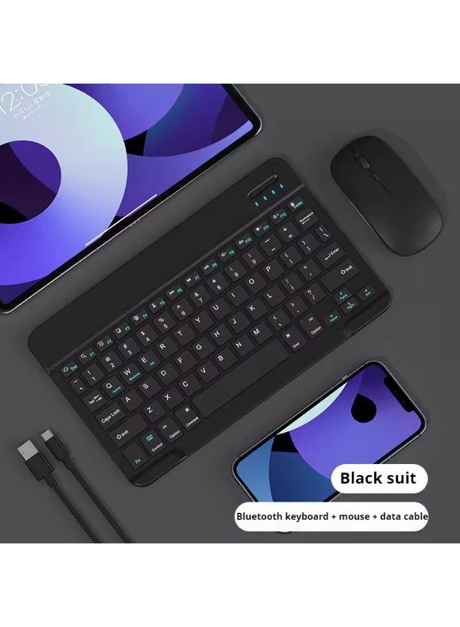 كومبو لوحة مفاتيح و ماوس لاسلكي بلوتوث أسود مع نقش ليزر عربي – لوحة مفاتيح نحيفة وهادئة، بدون إضاءة خلفية، متوافقة مع أجهزة متعددة - Image 1