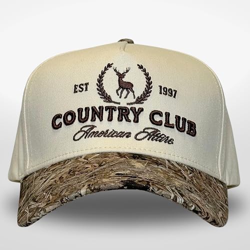 CITRUSY Vintage Western Trucker Hat | Men & Women | Embroidered Trendy Caps | Country Cute Hats for Cowgirls & Cowboys | Camo Denim Cotton Styles | Snapback Hat (Country Club | Camo) - Image 2