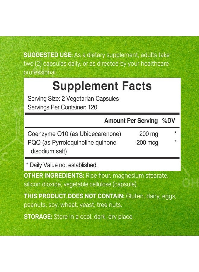 DEAL SUPPLEMENT CoQ10 200mg & PQQ 200mcg, 240 Veggie Capsules - 2 in 1 Coenzyme Q10 Supplement for Better Absorption - Antioxidant Support for Energy, Brain, & Heart Health - Non-GMO - Image 2