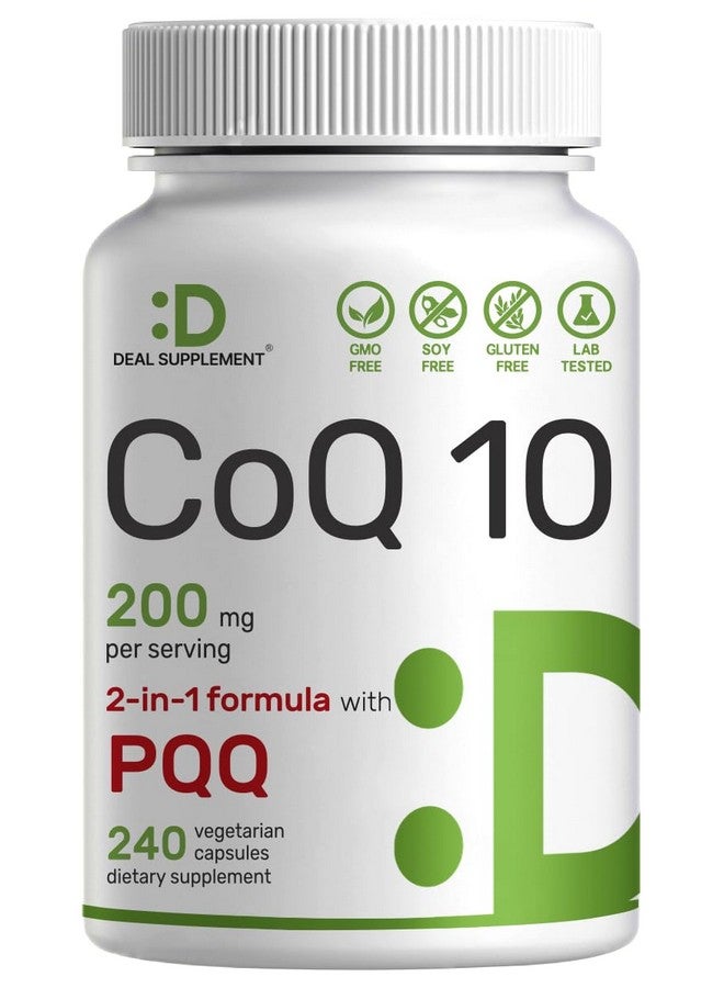 DEAL SUPPLEMENT CoQ10 200mg & PQQ 200mcg, 240 Veggie Capsules - 2 in 1 Coenzyme Q10 Supplement for Better Absorption - Antioxidant Support for Energy, Brain, & Heart Health - Non-GMO - Image 1