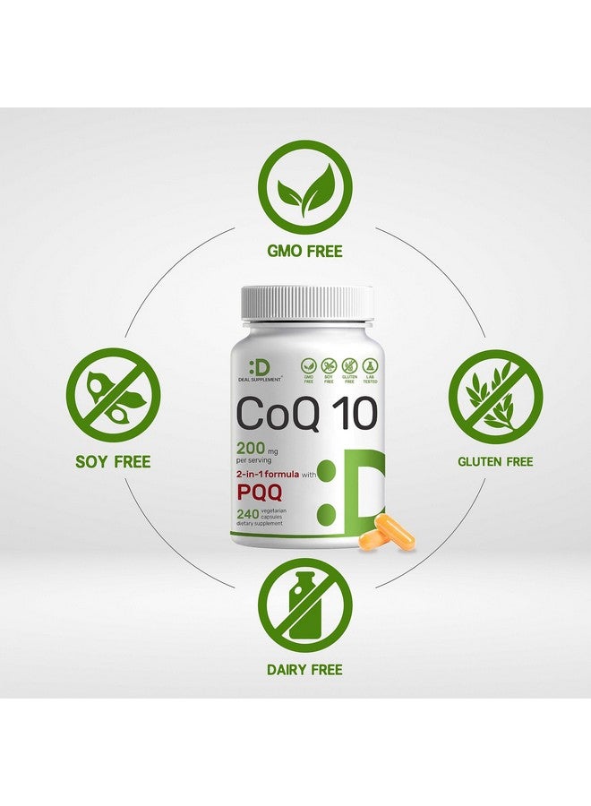 DEAL SUPPLEMENT CoQ10 200mg & PQQ 200mcg, 240 Veggie Capsules - 2 in 1 Coenzyme Q10 Supplement for Better Absorption - Antioxidant Support for Energy, Brain, & Heart Health - Non-GMO - Image 3