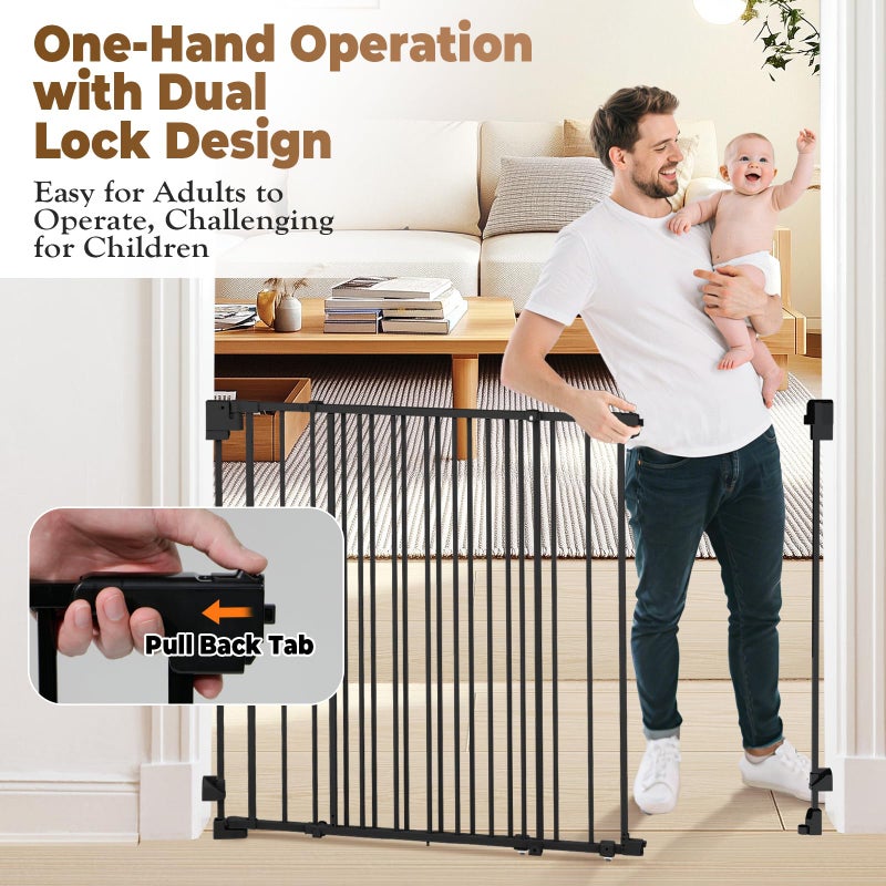 Pravoluxmax 35-55" No Bottom Bar Baby Gates for Stairs, 39" Extra Tall Child Safety Gate with Auto Close Large Walk Thru Door, Hardware Mount Dog Gate Pet Gate for The House Doorways, Indoor Outdoor use - Image 5