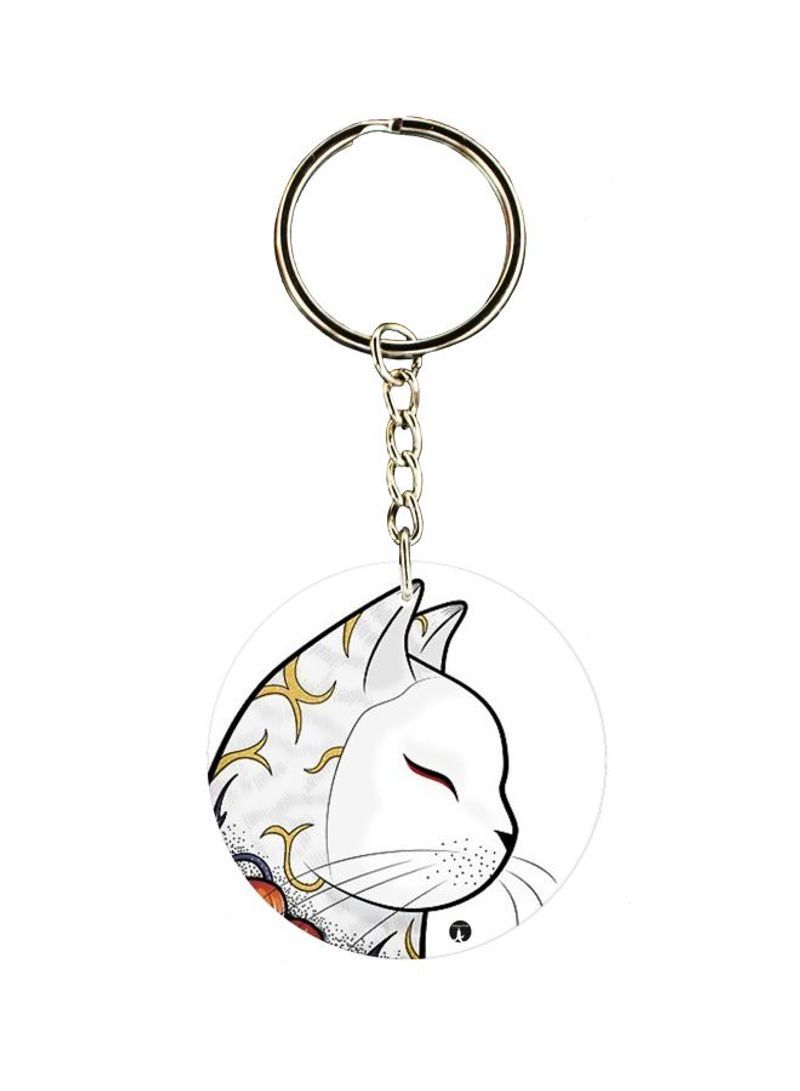 Cat Printed Single Sided Keychain