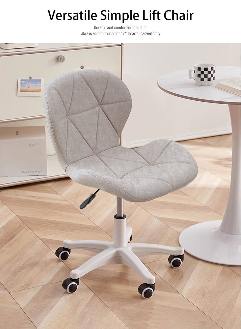 Sinyin Set of 4 Upholstered Office Chairs with Wheels and Height Adjustment, Nordic Fabric Swivel Desk Chair with Soft Cushion, Modern Vanity Chair for Bedroom, Home Office and Study Room, Light Grey - Image 2