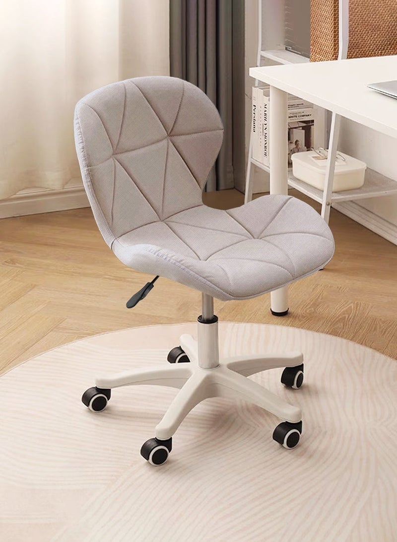 Sinyin Set of 4 Upholstered Office Chairs with Wheels and Height Adjustment, Nordic Fabric Swivel Desk Chair with Soft Cushion, Modern Vanity Chair for Bedroom, Home Office and Study Room, Light Grey - Image 5