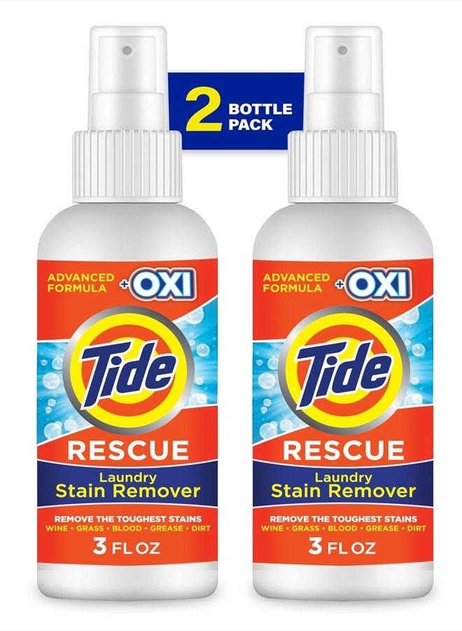 Tide Laundry Stain Remover with Oxi, Rescue Clothes, Upholstery, Carpet and more from Tough Stains, Stain Treater, Travel Essential Spray, 3 Oz (Pack of 2) - Image 1