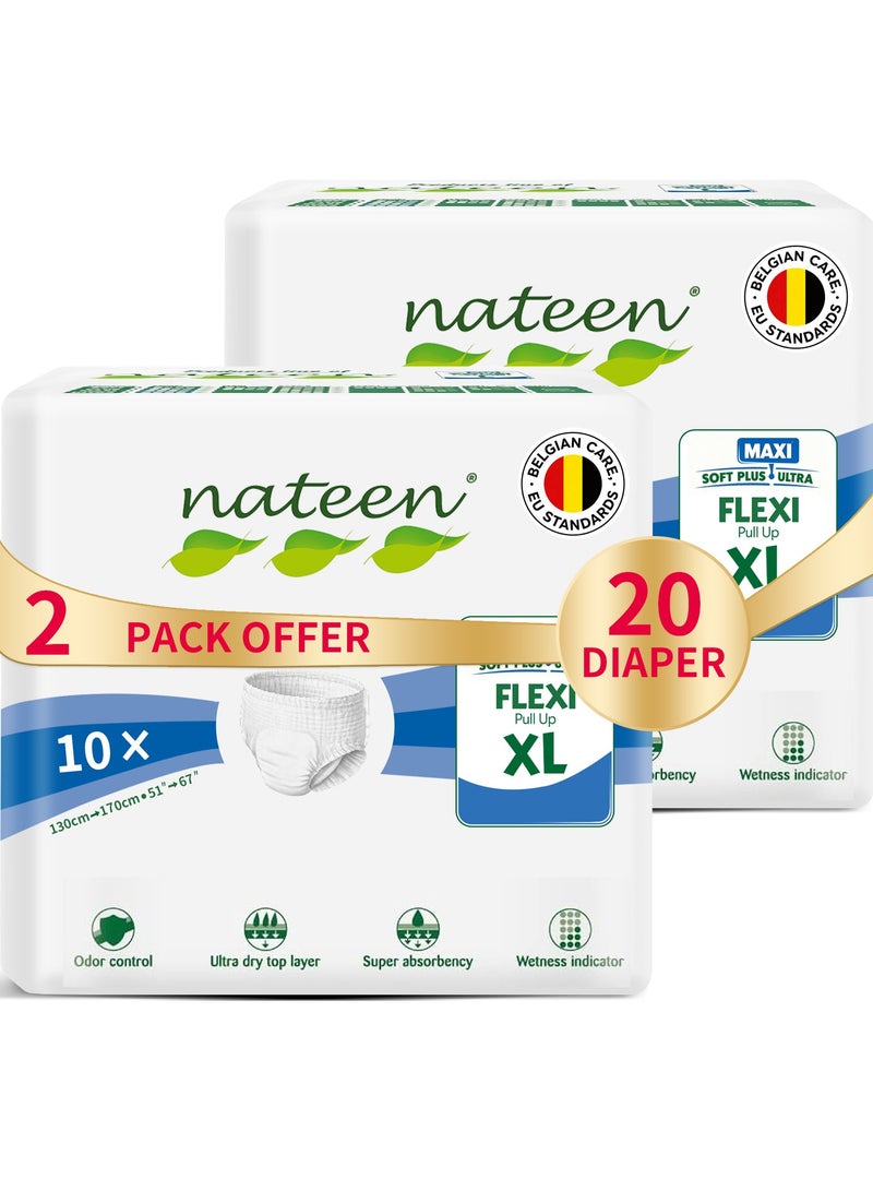nateen Flexi Maxi Adult Diapers Pants,Incontinence Night Time Pull Up,Extra Large,Waist Size 130-170Cm,20 Count Adult Pull Ups,Superior Comfort,Excellent Combination Of Protection. (20 Count) - Image 1