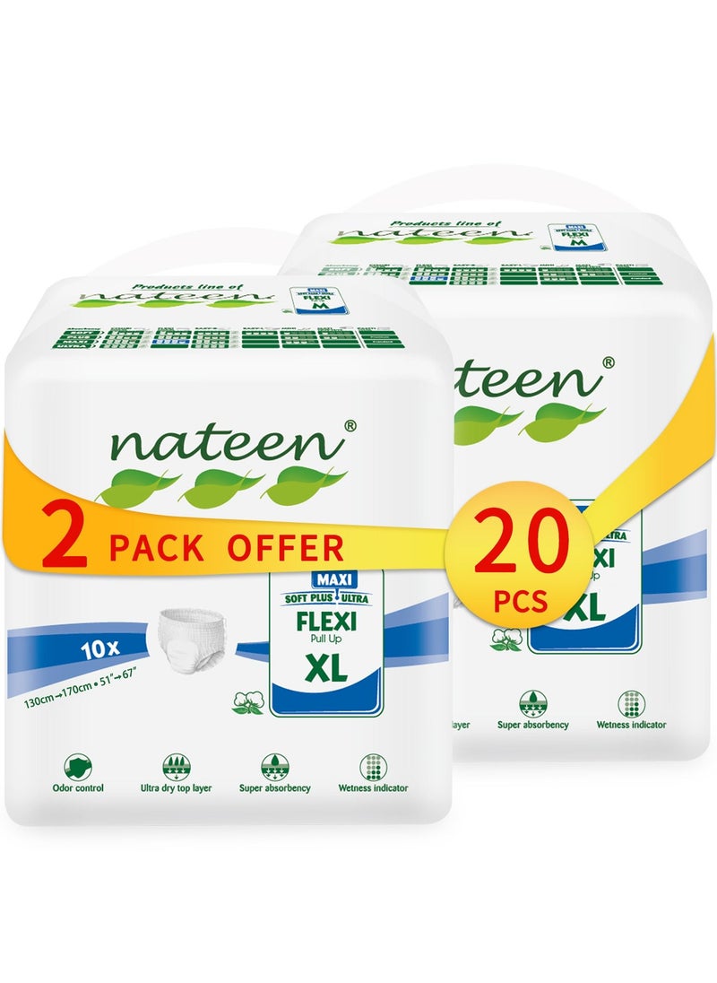 nateen - Flexi Maxi Adult Diapers Pants,Incontinence Night Time Pull Up,Extra Large,Waist Size 130-170cm,20 Count Adult Pull Ups,Superior Comfort,Excellent Combination of Protection. (20 Count) - Image 1