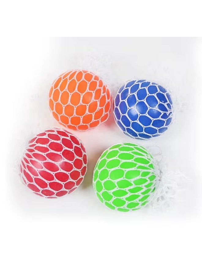 4PCS Mesh Squishy Stress Balls – Grape Design Squeeze Toys for Stress Relief, Anxiety Reduction & Hand Exercise, Soft Sensory Fidget Balls for Kids & Adults