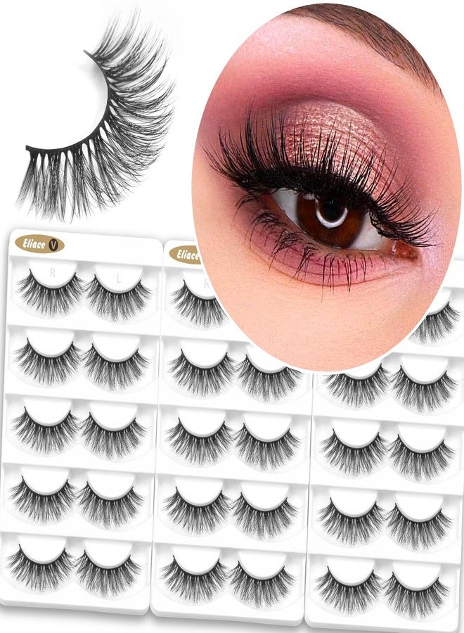 Eliace 15 Pairs 13MM False Eyelashes Natural look Cat Eye Lashes Wispy Strips 3D Mink Lashes Fake Eyelashes Faux,Winged Fox Eyelashes, Soft Thin Band Comfortable Reusable False Lash, Vincy Style - Image 1