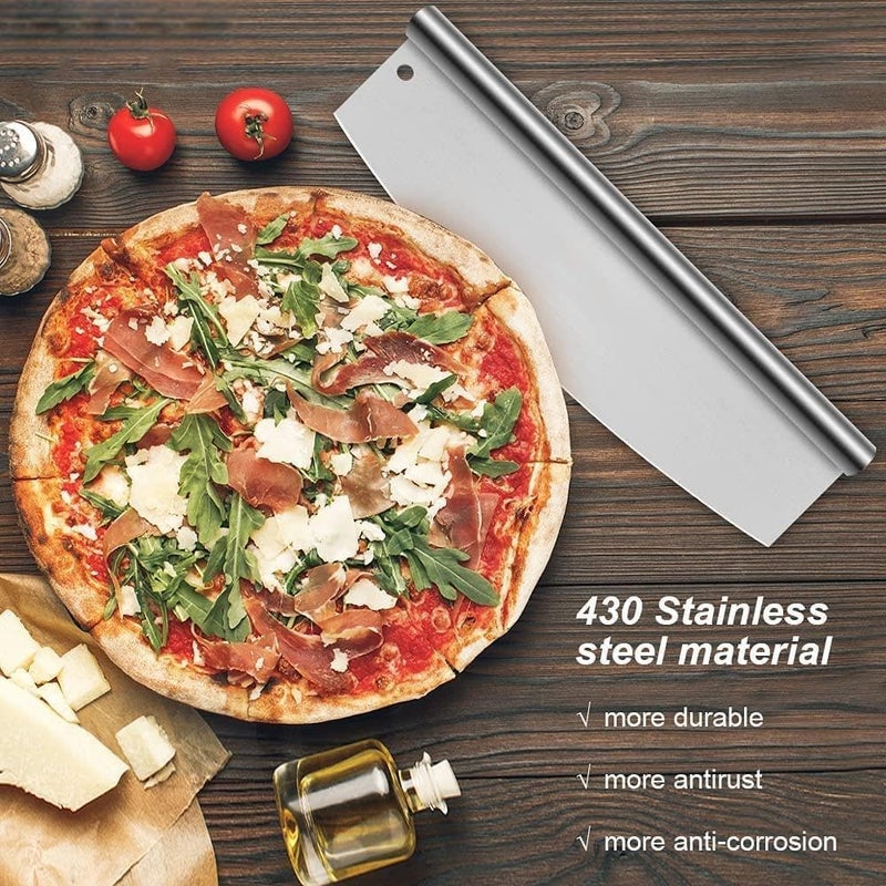 Shrux Premium Stainless Steel Rocker Style Pizza Cutter Knife Extra Sharp Curved Blade for Effortless Pizza Slicing HeavyDuty Professional Kitchen Tool with Ergonomic Handle - Image 3