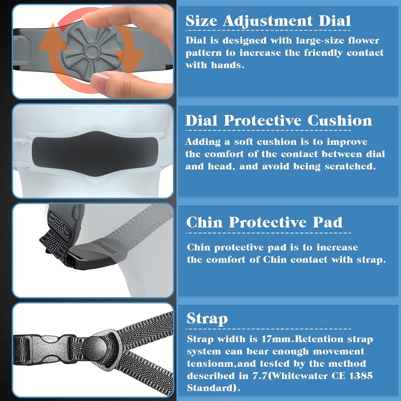 Tontron Adult Whitewater Kayaking Canoeing Watersports Helmet (Matte Deep Black, Large) - Image 4