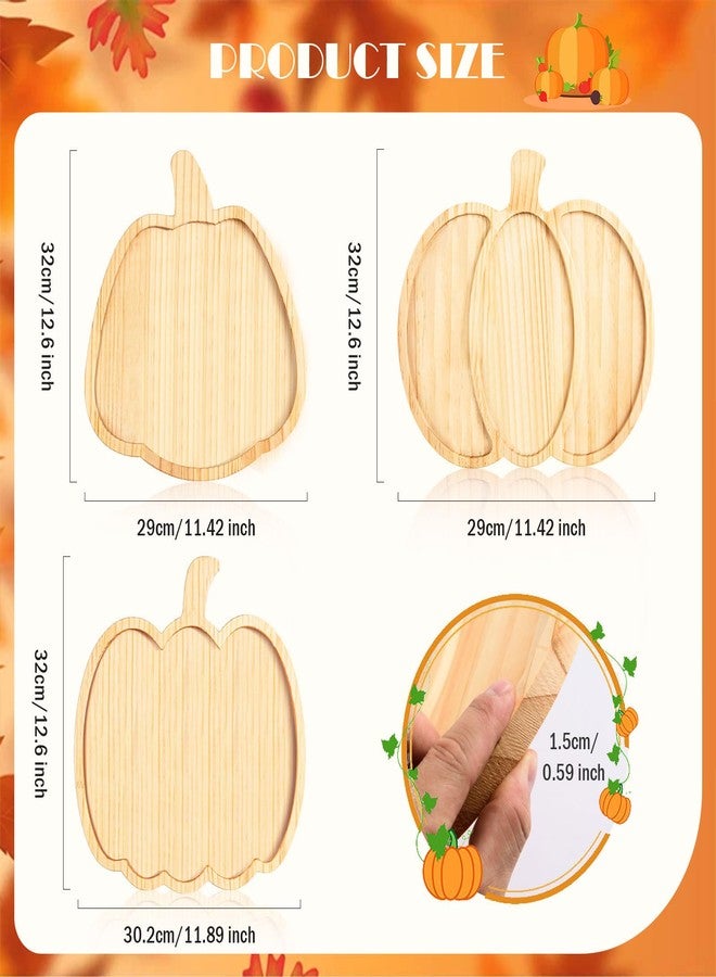FOBSME 3 Pcs Pumpkin Wooden Charcuterie Boards Thanksgiving Serving Platters Halloween Pumpkin Wooden Serving Trays with Compartments Wood Dish Plates for Autumn Harvest Holiday Housewarming Presents - Image 2