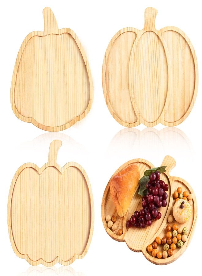 FOBSME 3 Pcs Pumpkin Wooden Charcuterie Boards Thanksgiving Serving Platters Halloween Pumpkin Wooden Serving Trays with Compartments Wood Dish Plates for Autumn Harvest Holiday Housewarming Presents - Image 1
