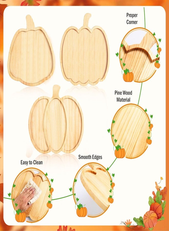 FOBSME 3 Pcs Pumpkin Wooden Charcuterie Boards Thanksgiving Serving Platters Halloween Pumpkin Wooden Serving Trays with Compartments Wood Dish Plates for Autumn Harvest Holiday Housewarming Presents - Image 3