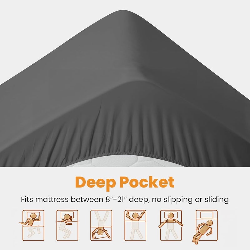 MATBEBY Bedding Quilted Fitted Full Mattress Pad Cooling Breathable Fluffy Soft Mattress Pad Stretches up to 21 Inch Deep, Full Size, Dark Grey, Mattress Topper Mattress Protector - Image 4