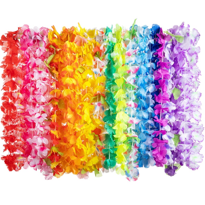 Joyin Toy 60 Counts Hawaiian Leis Bulk Tropical Flower Lei Hawaiian Lei Beach Hawaii Luau Party Favors Decoration Birthday Party Supplies