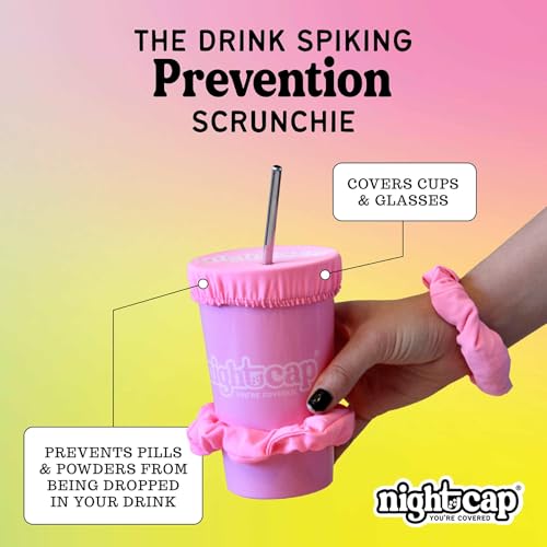 Nightcap The Original Drink Cover Scrunchie – As Seen On Shark Tank And TikTok - Reusable - Wear On Wrist Or In Hair, Prevent Drink Spiking - Sanitary Pocket Keeps Cover Clean – Black - Image 2