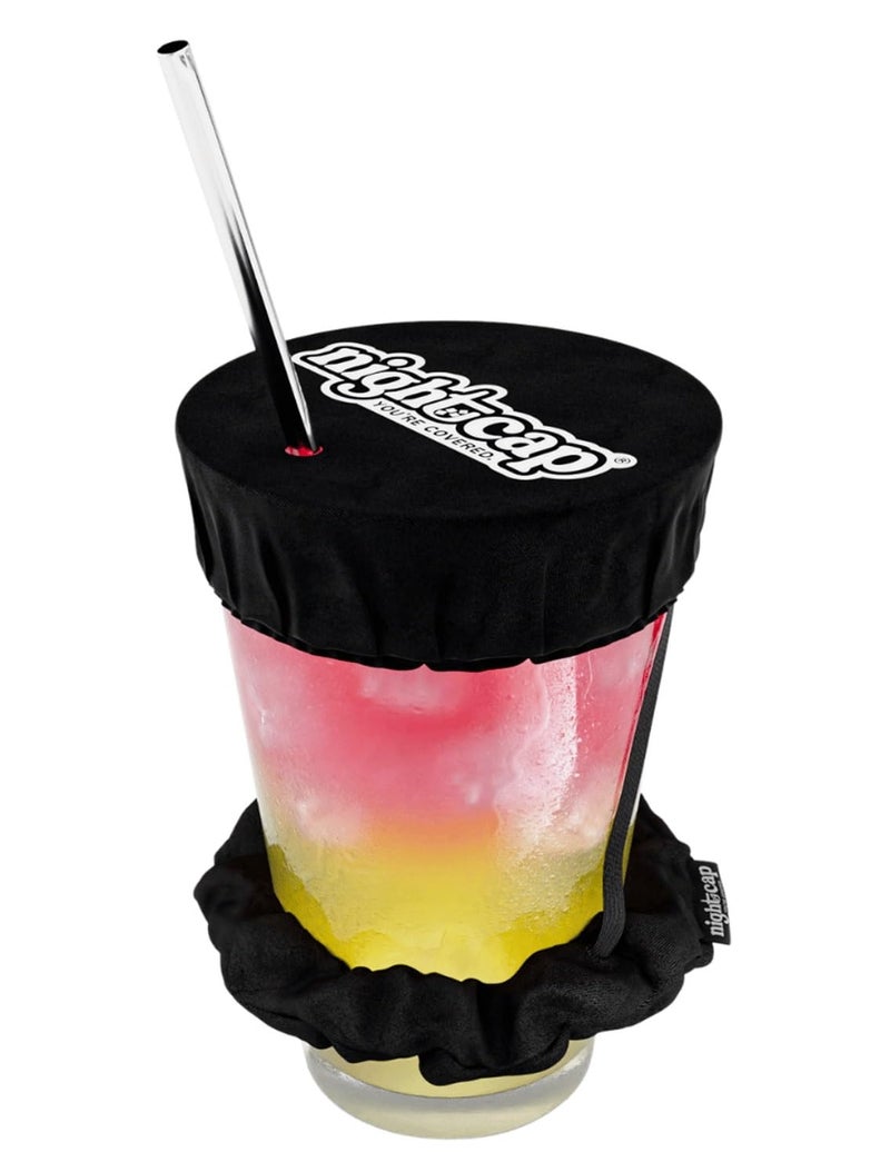 Nightcap The Original Drink Cover Scrunchie – As Seen On Shark Tank And TikTok - Reusable - Wear On Wrist Or In Hair, Prevent Drink Spiking - Sanitary Pocket Keeps Cover Clean – Black - Image 1