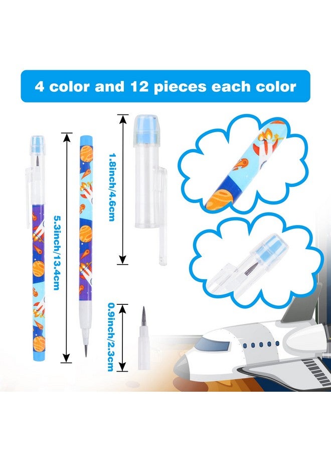 Kolewo4ever 48Pcs Space Multi Point Pencils Fun Astronaut Pencils Planet Rocket Space Ship Pencils Non Sharpening Pop Up Pencil For Classrooms, Student Reward, Space Party Favors - Image 2