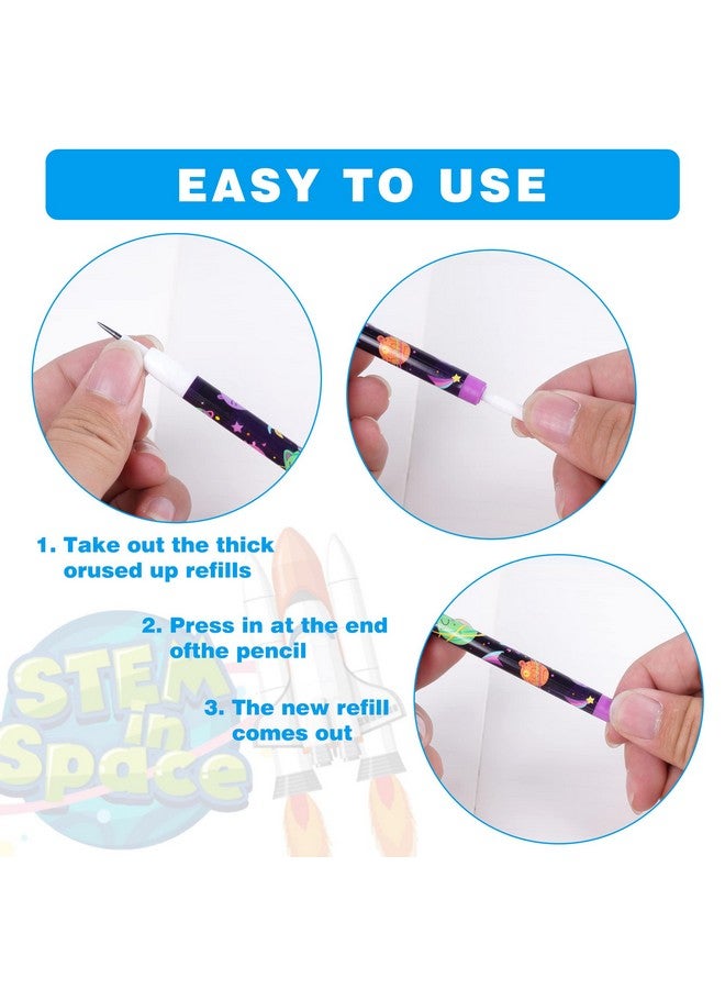 Kolewo4ever 48Pcs Space Multi Point Pencils Fun Astronaut Pencils Planet Rocket Space Ship Pencils Non Sharpening Pop Up Pencil For Classrooms, Student Reward, Space Party Favors - Image 3