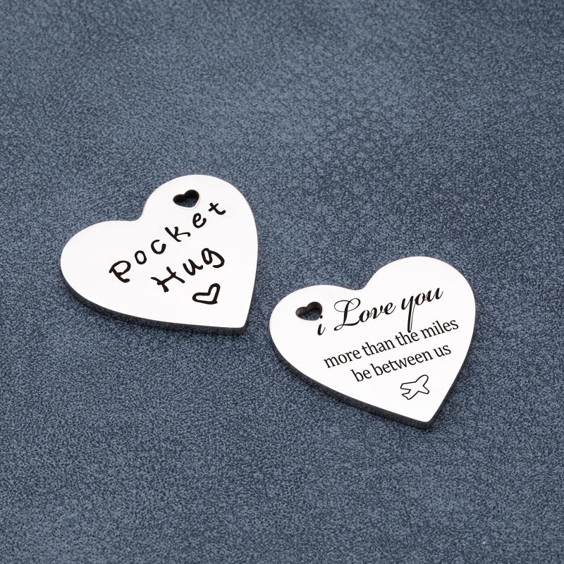 Qunrwe Long Distance Relationships Gift,Pocket Hug Token & Leather Keychain,Thinking of You Miss You Gift,Valentine's Day Anniversary Christmas Birthday Gifts for Her Him Family Friends Loved One - Image 3