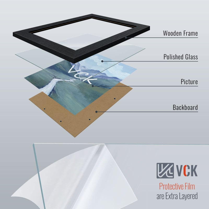 VCK 8x10 Solid Wood Picture Frame Set of 5 Textured Exclusive Black Picture Frames  Wall Hanging - Image 5