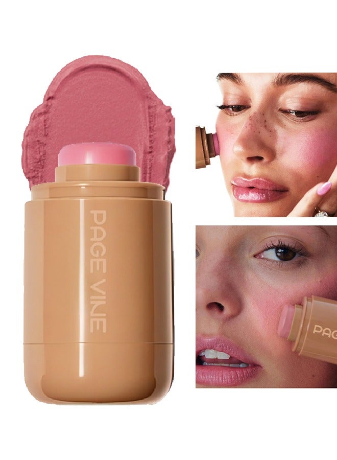 PAGE VINE Pocket Blush -  Long Lasting Smooth Lipstick Blush Stick, Matte Highly Chroma Blusher Paste, Waterproof Blusher Cream #01 - Image 1