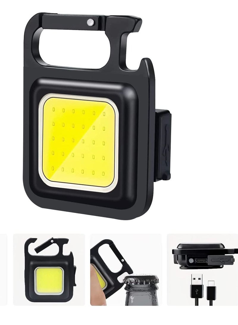 Mini Flashlight, 800Lumens COB Bright Rechargeable Keychain Flashlights, Black, LEDLIG01-B  - Image 1