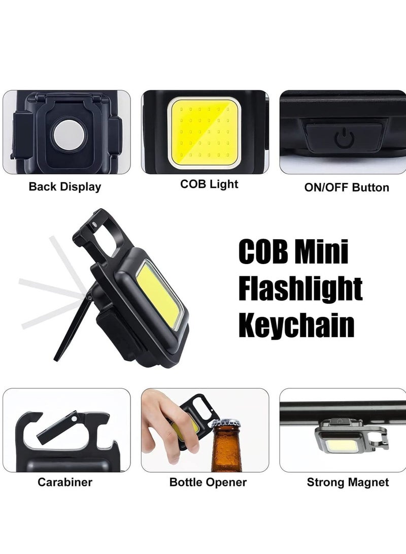 Mini Flashlight, 800Lumens COB Bright Rechargeable Keychain Flashlights, Black, LEDLIG01-B  - Image 2